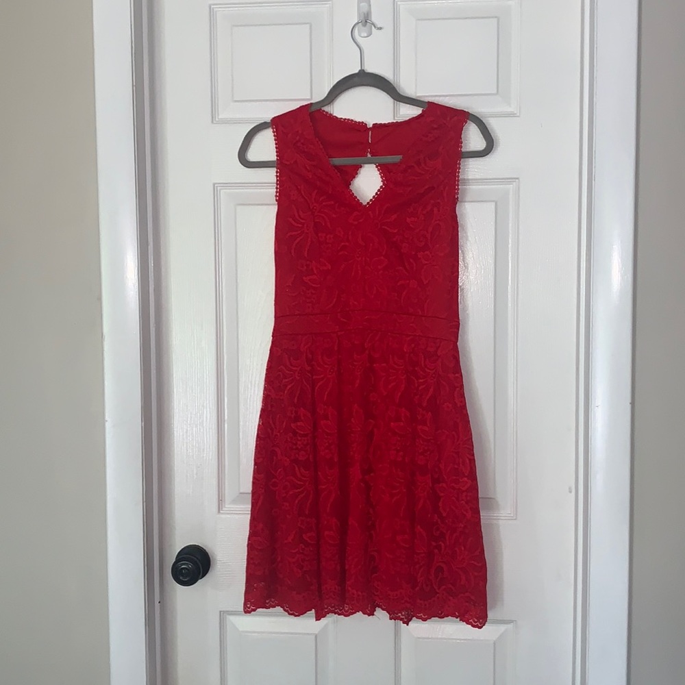 Red lacey mini dress. Never worn